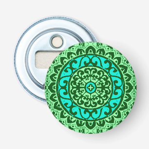 Décapsuleur Soleil Sud-Ouest Mandala Batik, Vert citron