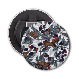 Décapsuleur Souris et mûres sur blanc