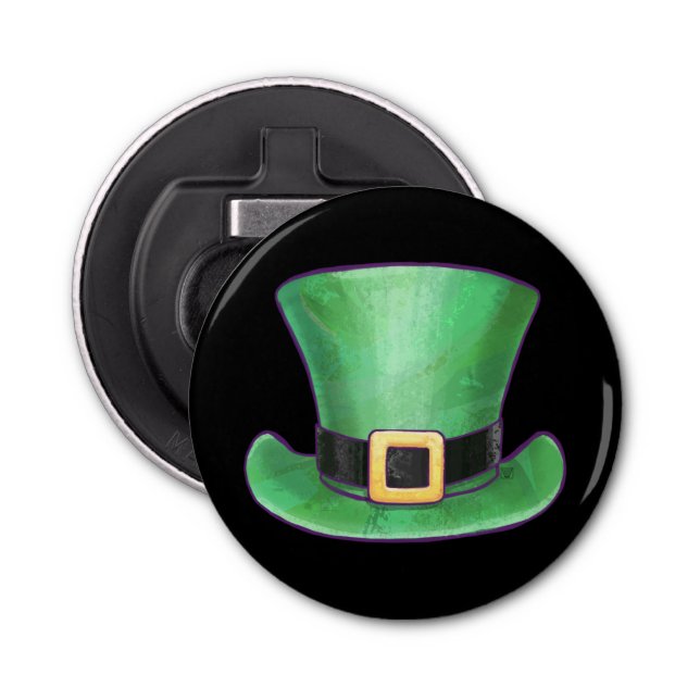 Décapsuleur St Patrick’s Day Green Top Hat on Black (Devant)