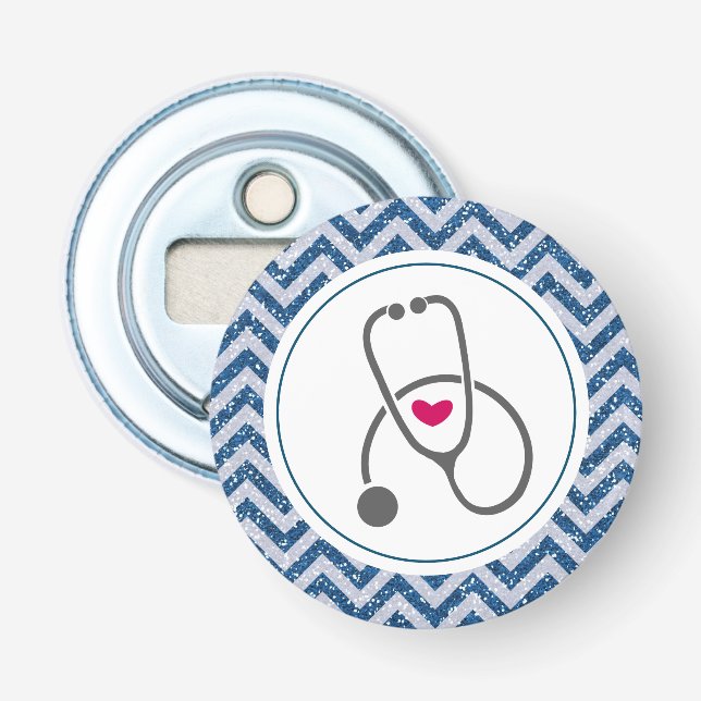 Décapsuleur Stethoscope de soins infirmiers gris simple sur Bl (Devant)