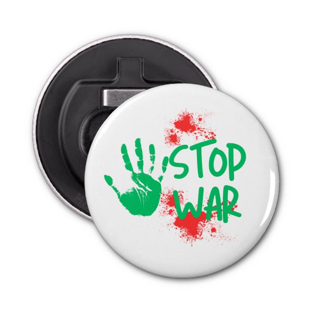 Décapsuleur Stop War – Bold Handprint Anti-War Graphic Design (Devant)