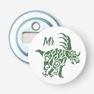 Décapsuleur Styracosaurus vert avec peinture de guerre tribale