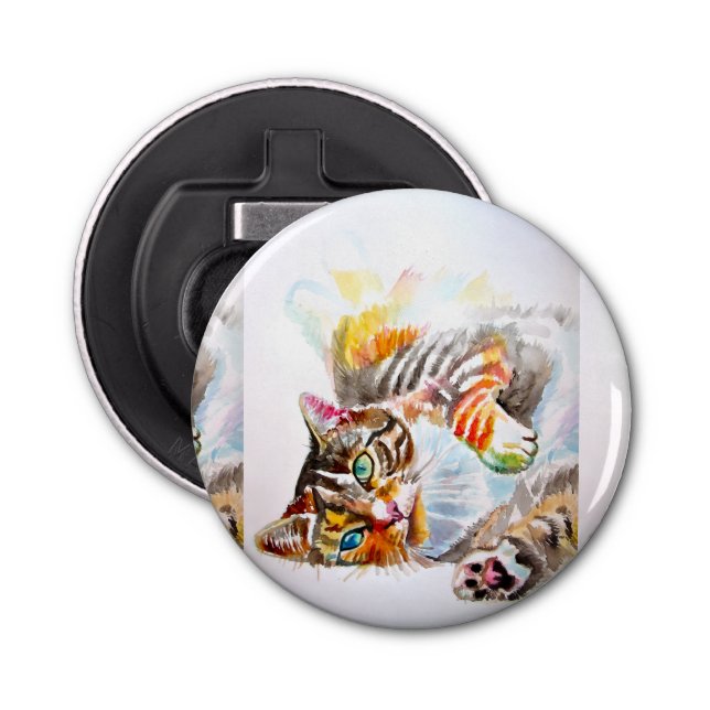 Décapsuleur Tabby Cat Watercolour Cats Favour Floral Flower (Devant)