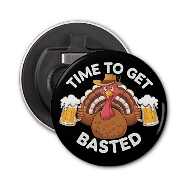 Décapsuleur Temps To Get Basted Funny Beer Thanksgiving Turkey (Devant)
