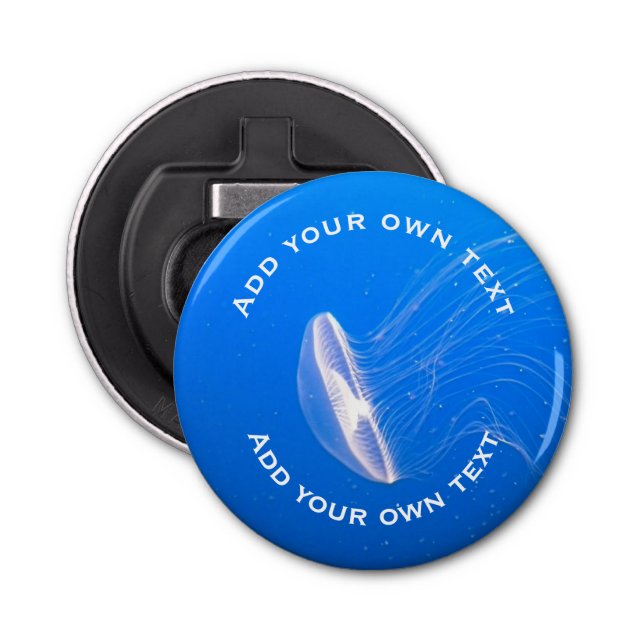 Décapsuleur Tentacles de méduse bleu clair Mer bleue Texte per (Devant)