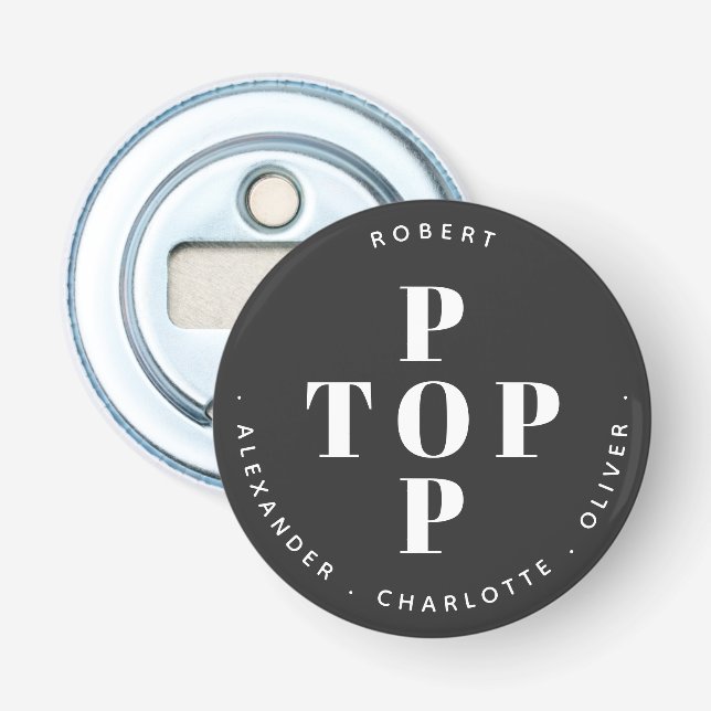 Décapsuleur Top Pop Père Papa Nom de famille personnalisé (Devant)