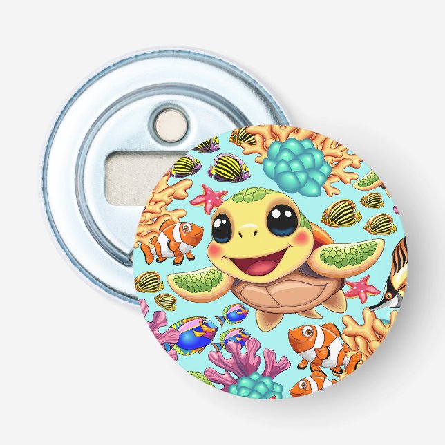 Décapsuleur Tortue de mer Bébé heureux et mignonne personnage (Devant)