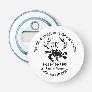 Décapsuleur Tortue de mer perdue Monogramme Adresse de la fami