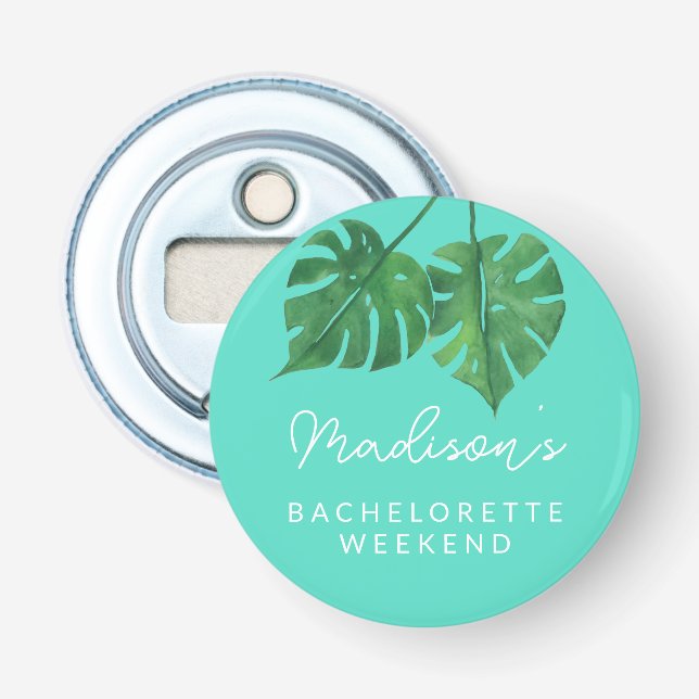 Décapsuleur Tropical Palm Beach Bachelorette Turquoise Faveur (Devant)