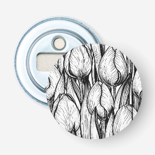 Décapsuleur Tulipes en noir et blanc