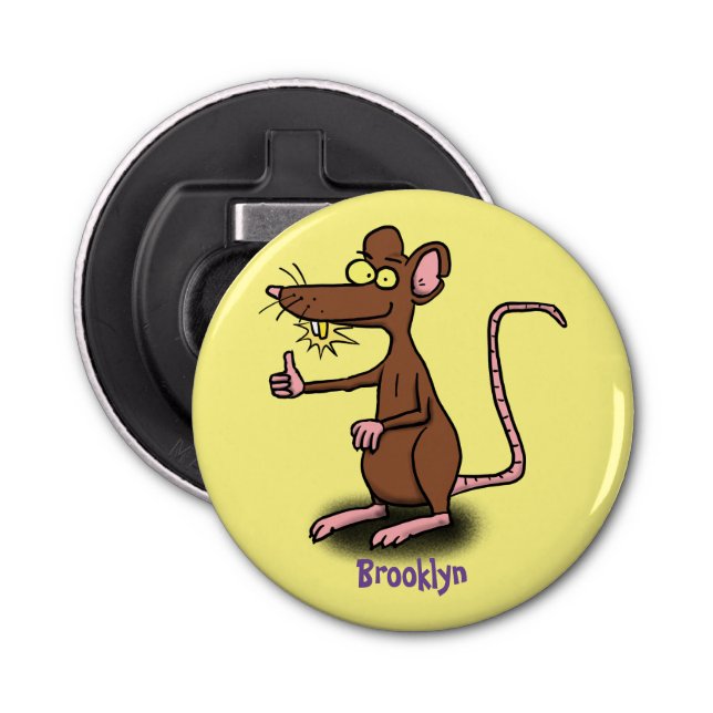 Décapsuleur Un rat brun mignon pouce vers le haut dessin animé (Devant)
