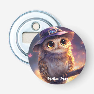 Décapsuleur Une chouette portant un Casquette sorcier