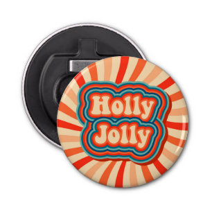 Décapsuleur Vacances de Noël rétro Holly Jolly Typographie