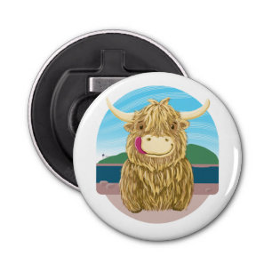 Décapsuleur Vache Écossaise Highland, Chilling Sur La Plage