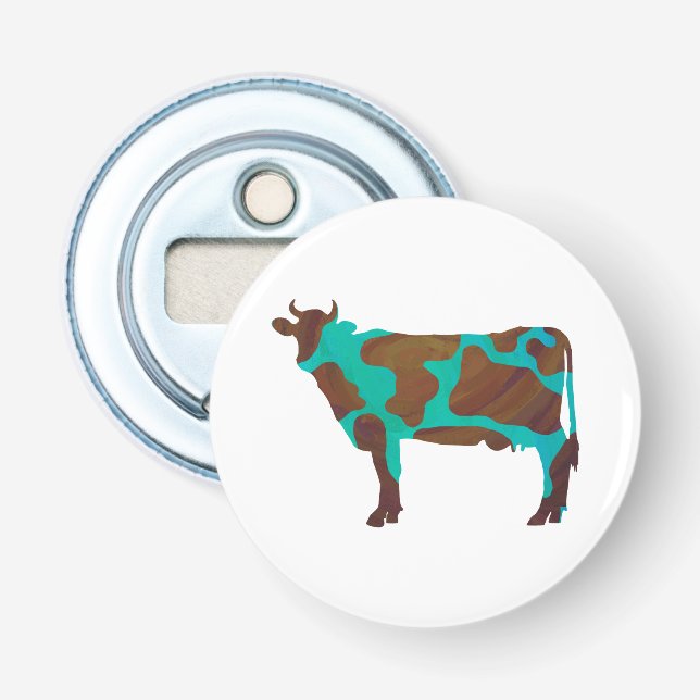Décapsuleur Vache Silhouette Brown et Turquoise (Devant)