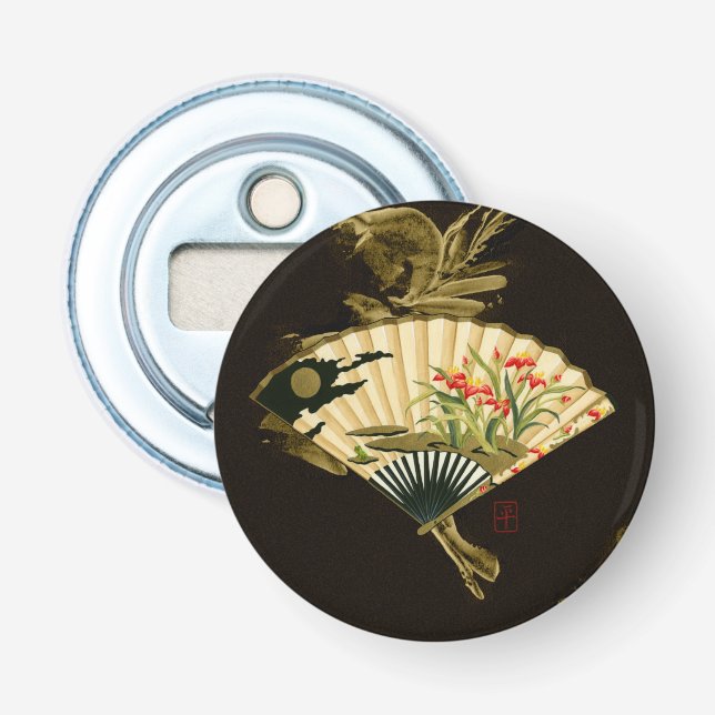 Décapsuleur Ventilateur oriental criblé au design floral (Devant)