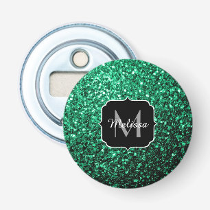Décapsuleur Vert émeraude faux paillettes scintillent Monogram