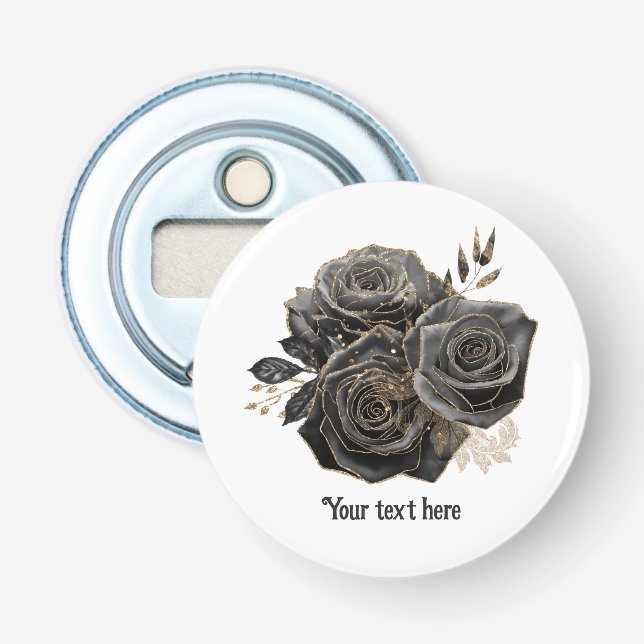 Décapsuleur Vintage gothique noir Roses personnalisés (Devant)
