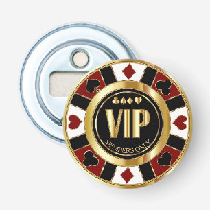 Décapsuleur VIP Casino Poker Chip Las Vegas - Rouge / Or