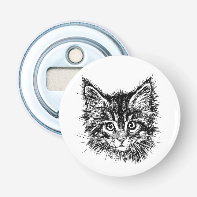 Décapsuleur Visage de Kitten noir et blanc (Devant)