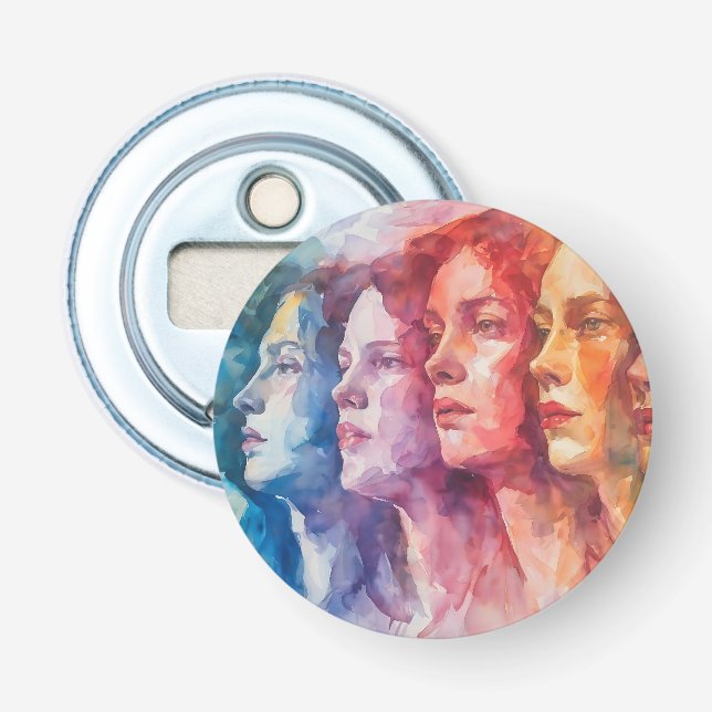 Décapsuleur Visages des femmes - Peinture aquarelle (Devant)