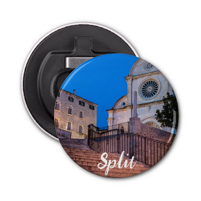 Décapsuleur Vue nocturne des escaliers et de l'église à Split, (Devant)