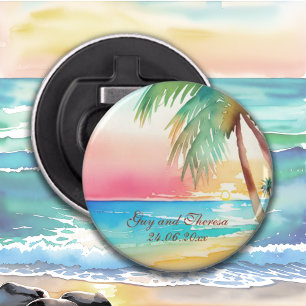 Décapsuleur Watercolor Mariage de plage tropicale