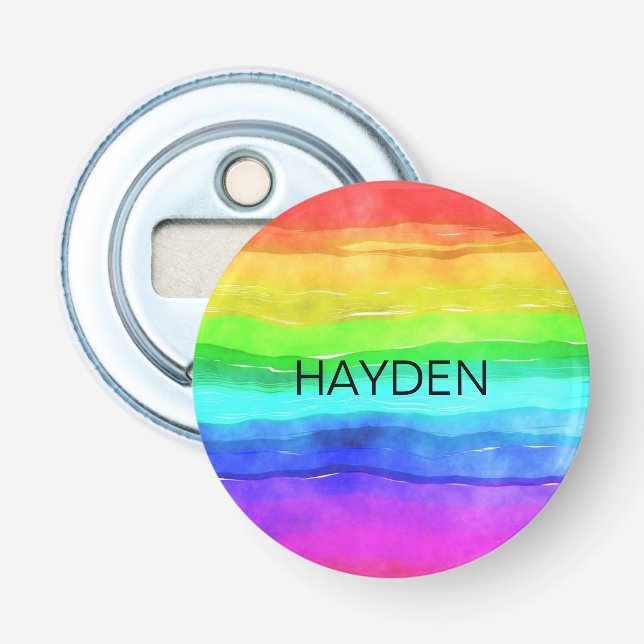 Décapsuleur Watercolor Rainbow Stripes Personalised (Devant)