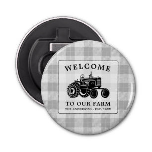 Décapsuleur Welcome Family Nom Farm Tractor White Plaid
