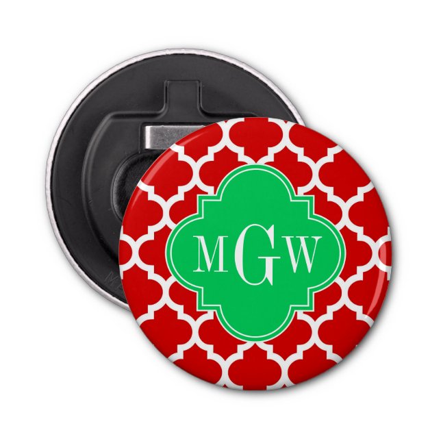 Décapsuleur Xmas Rouge Blanc Marocain #5 Emerald Nom Monogramm (Devant)