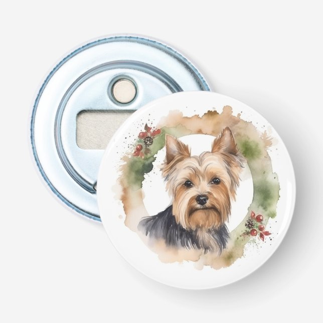 Décapsuleur Yorkshire Terrier Fête de la couronne de Noël Coup (Devant)