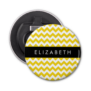 Décapsuleur Zigzag Jaune, Chevron Jaune, Votre Nom