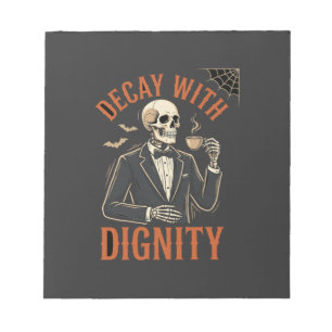 Decay With Dignity Vintage Skeleton Coffee Hallowe Notepad