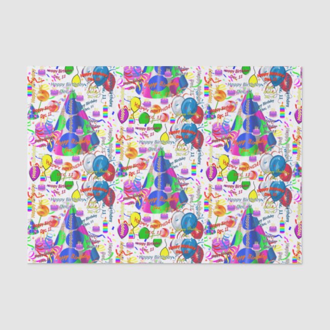 December, 11 Birthday Tissue Paper (Front)