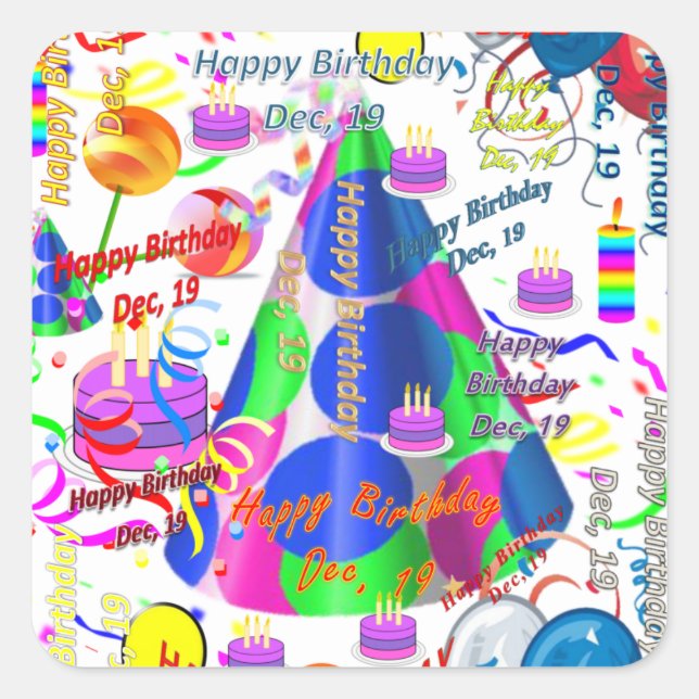 December, 19 Kids Birthday Stickers (Front)