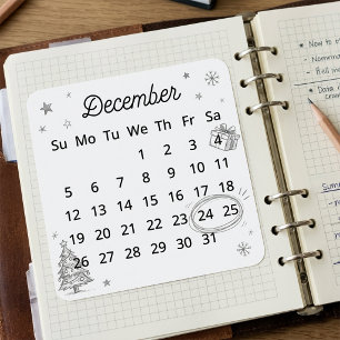 December 2027 Flex Start Calendar Square Sticker