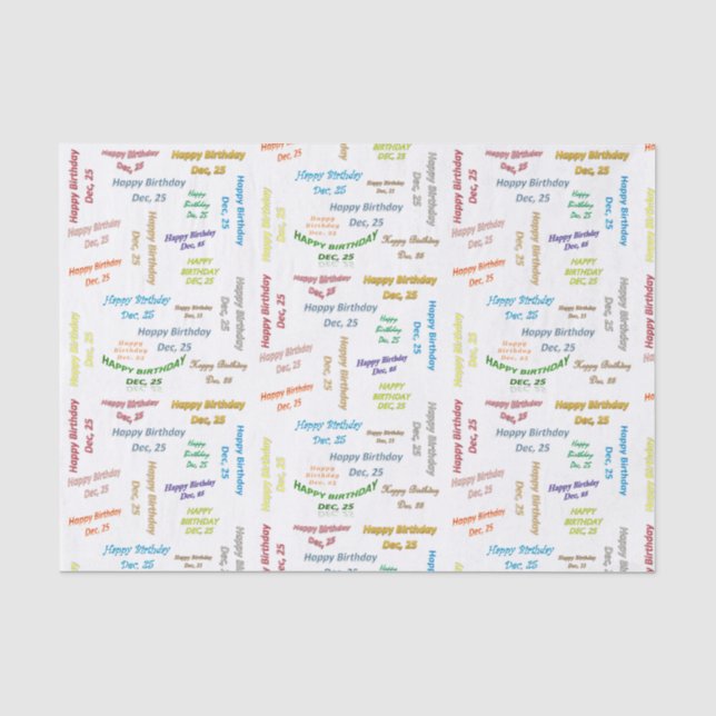 December, 25 Birthday Tissue Paper (Front)