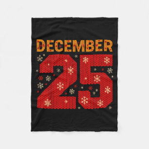 December 25 Knit Style Christmas Day Snowflake Fleece Blanket