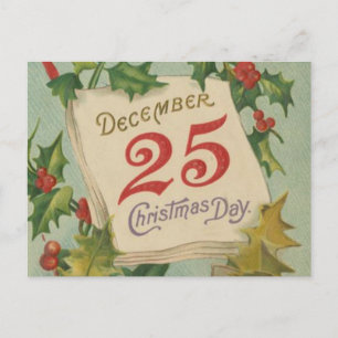 December 25th Christmas Day Holiday Postcard