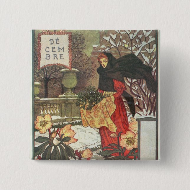 December 2 Inch Square Button (Front)