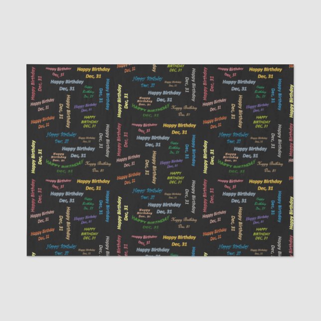 December, 31 Birthday Tissue Paper (Front)