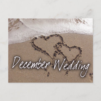 December Beach Destination Wedding - Customized Announcement Postcard
