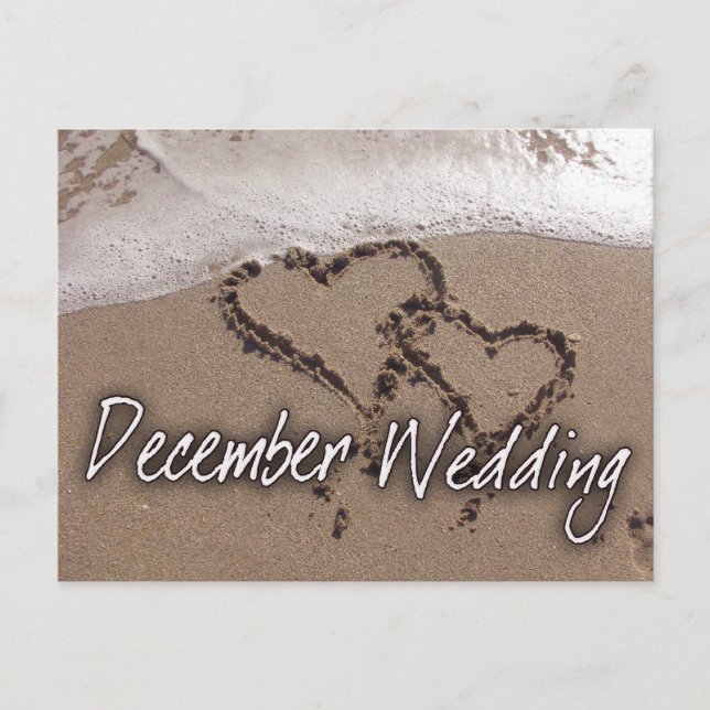 December Beach Destination Wedding - Customized Announcement Postcard (Front)