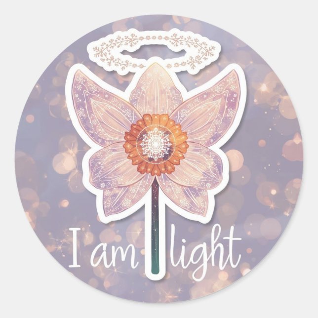 December Birth Flower Round Sticker Narcissus (Front)