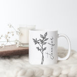December Birth Month Flower Holly Script Name Coffee Mug<br><div class="desc">Elegant,  minimalist and modern black hand drawn holly berry plant,  December birth flower with customizable name in elegant script,  personalized gift for any occasion,  including Birthdays,  gifts for bridesmaids,  best friends,  Christmas,  and more.</div>