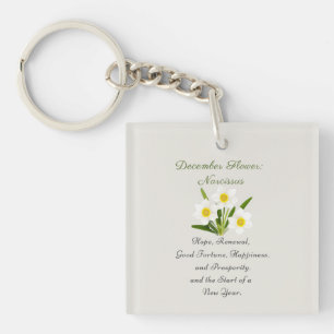 December Birth Month Flower Narcissus Elegant Keychain