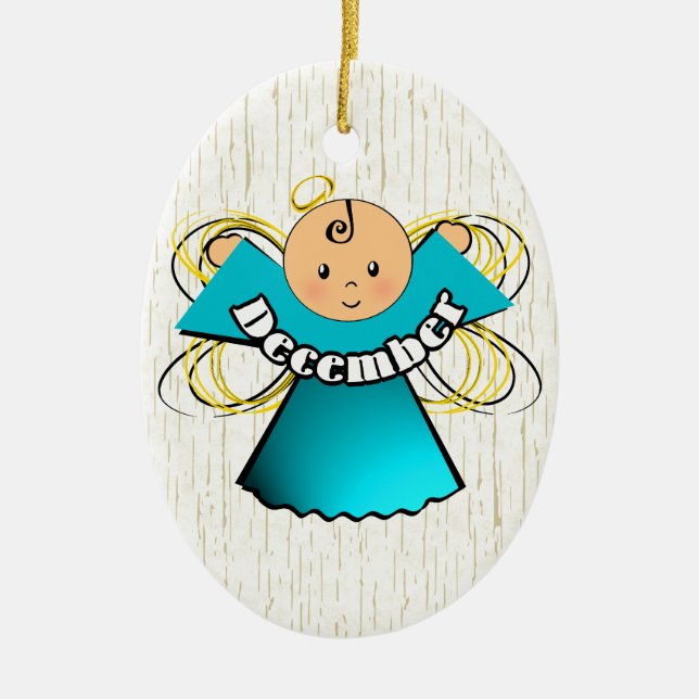 December Birthday Angel Ceramic Ornament (Front)