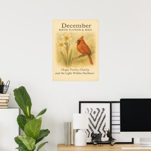 December Birthday Christian Cardinal Bible Verse I Poster
