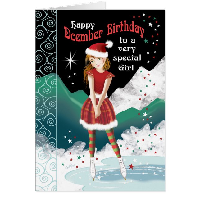 December Birthday, Girl on Ice-Skates (Front)