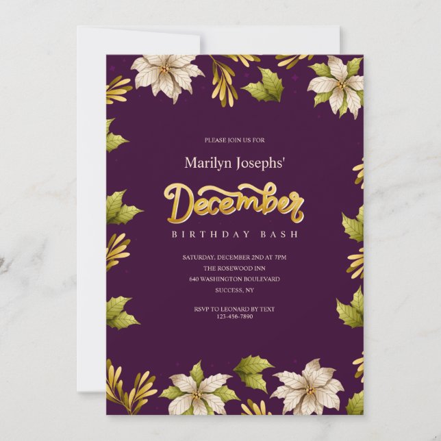December Birthday Invitations (Front)